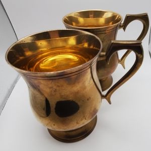 Vintage Brass Tankard Mug Set of 2